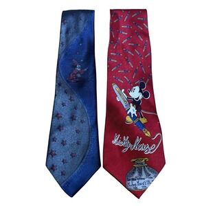 Disney Mickey Mouse Fantasia & Ink Pen Necktie Balancine TieWorks Vtg USA Bundle